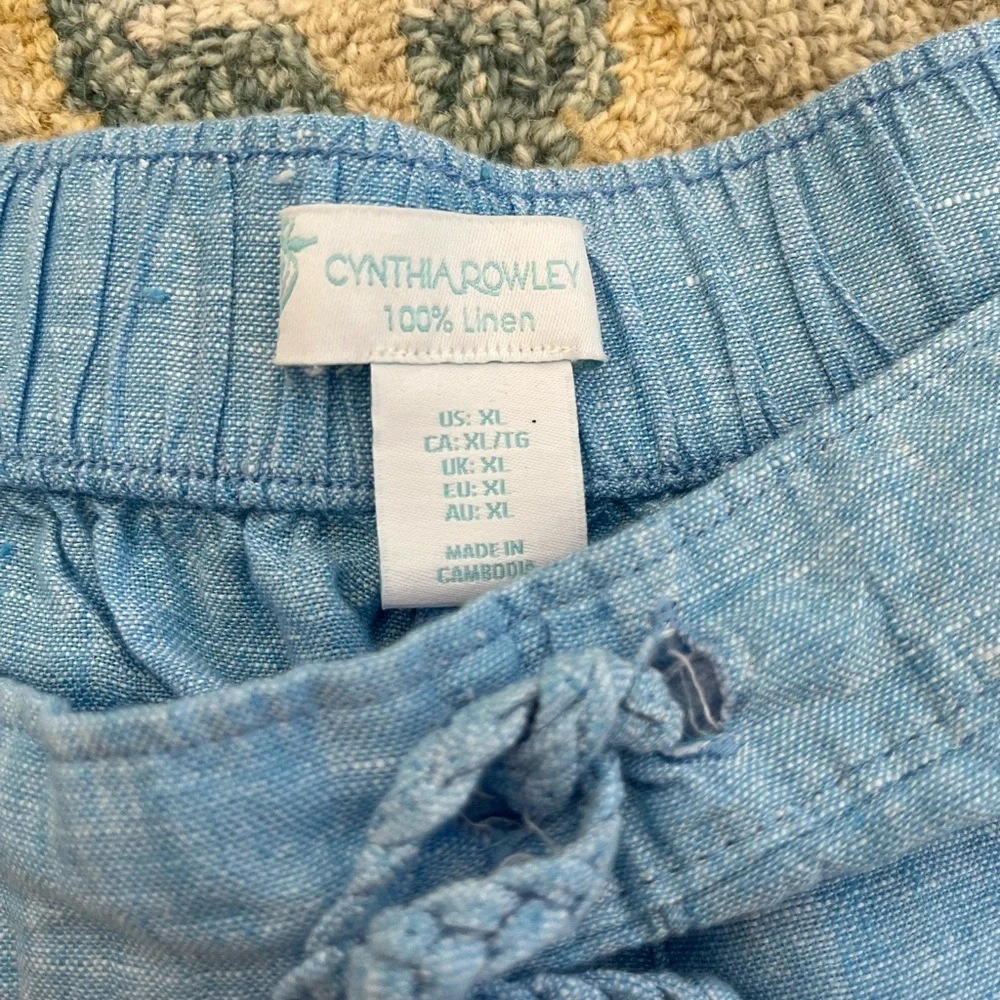 100% linen chambray shorts size extra large - Picture 3 of 8